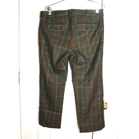 Abercrombie & Fitch Womens Lined Green Plaid Wool Ankle Pants sz 8 - Picture 2 of 3